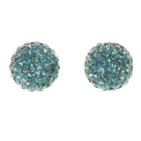 Blue Acrylic Stud-Earrings With Crystal Accents #LQE3493