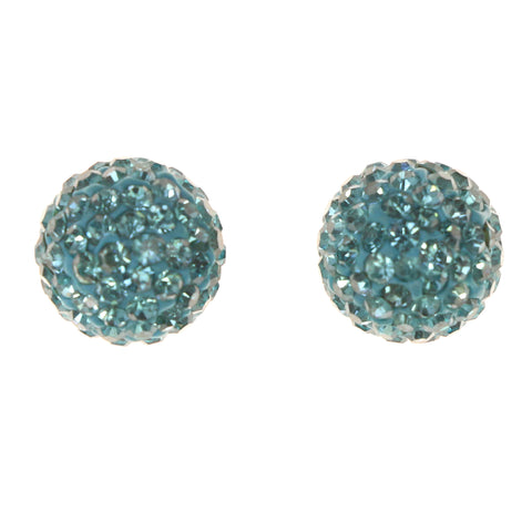 Blue Acrylic Stud-Earrings With Crystal Accents #LQE3493