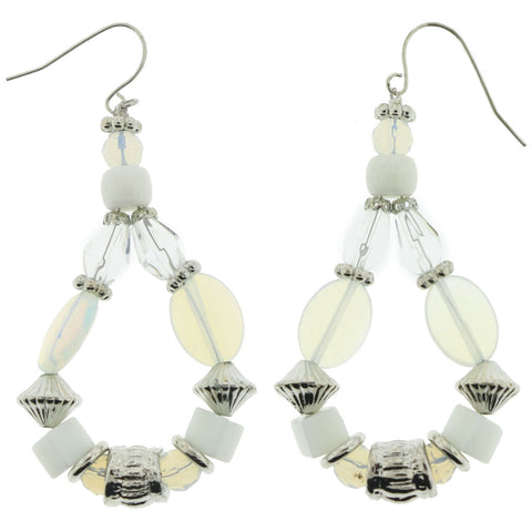 Mi Amore Dangle-Earrings Silver-Tone/White