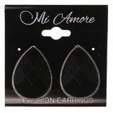 Black & Silver-Tone Colored Metal Stud-Earrings With Bead Accents #LQE3510