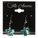 Butterfly Dangle-Earrings With Bead Accents Blue & Silver-Tone Colored #LQE3516