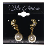 Gold-Tone & White Metal -Dangle-Earrings Crystal Accents #LQE3528