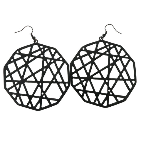 Black Metal Dangle-Earrings LQE353