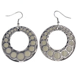Silver-Tone & White Colored Metal Dangle-Earrings #LQE3572