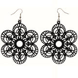 Flower Glitter Dangle-Earrings Black Color  #LQE3590