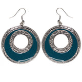 Blue & Silver-Tone Colored Metal Dangle-Earrings #LQE3592