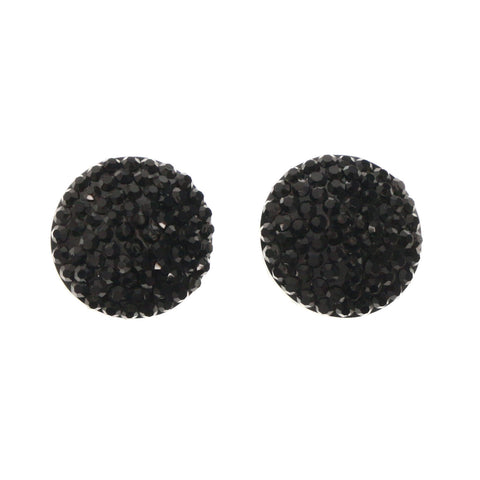 Black & Silver-Tone Colored Acrylic Stud-Earrings With Bead Accents #LQE3604