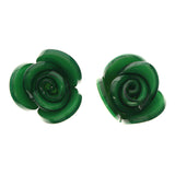Rose Stud-Earrings Green Color  #LQE3608