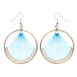 Blue & Silver-Tone Colored Metal Dangle-Earrings #LQE3613