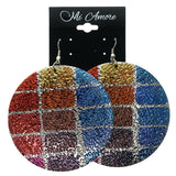 Colorful & Silver-Tone Colored Metal Dangle-Earrings #LQE3614