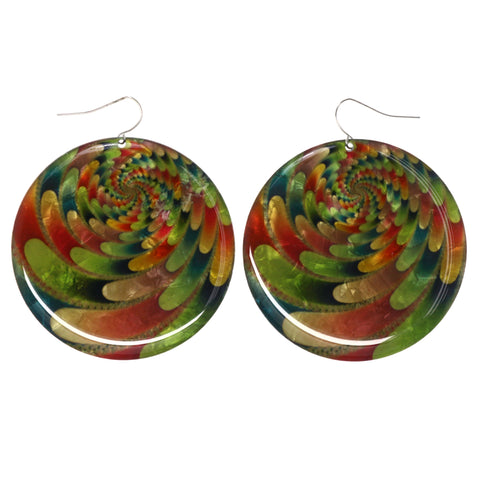 Green & Red Colored Metal Dangle-Earrings #LQE3617