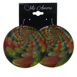Green & Red Colored Metal Dangle-Earrings #LQE3617