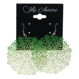 Butterfly Flower Ombre Dangle-Earrings Green & Silver-Tone Colored #LQE3631
