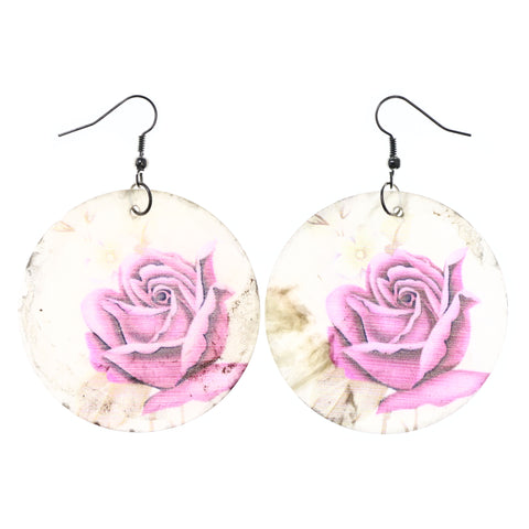 Rose Dangle-Earrings White & Pink Colored #LQE3634