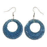 Blue & Silver-Tone Colored Metal Dangle-Earrings #LQE3638