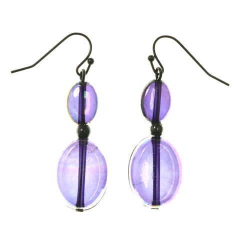 AB Finish Dangle-Earrings With Bead Accents  Purple Color #LQE3640