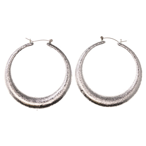 Silver-Tone Metal Hoop-Earrings #LQE3651