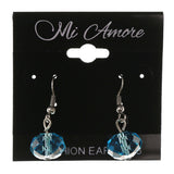 Blue & Silver-Tone Colored Acrylic Dangle-Earrings With Bead Accents #LQE3667