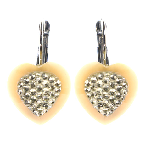 Heart Dangle-Earrings Peach & Yellow Colored #LQE3697