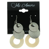 Silver-Tone & White Colored Metal Dangle-Earrings With Crystal Accents