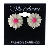 Flower Stud-Earrings White & Pink Colored #LQE3705
