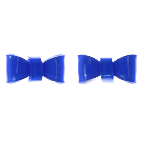 Bow Stud-Earrings Blue & White Colored #LQE3707