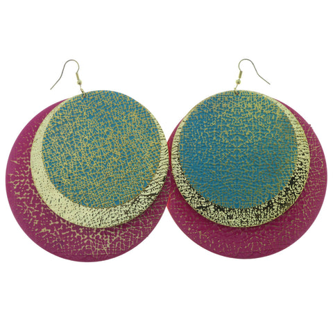 Gold-Tone & Multi Colored Metal Dangle-Earrings