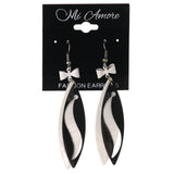 Bow Dangle-Earrings White & Black Colored #LQE3747