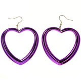 Heart Dangle-Earrings Purple & Silver-Tone Colored #LQE3751