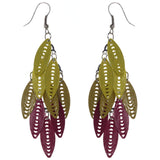 Yellow & Pink Colored Metal Chandelier-Earrings #LQE3772