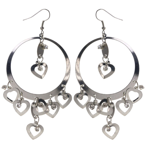Heart Dangle-Earrings With Crystal Accents  Silver-Tone Color #LQE3776