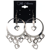 Heart Dangle-Earrings With Crystal Accents  Silver-Tone Color #LQE3776