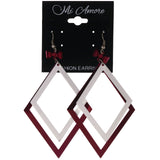 Bow Dangle-Earrings Red & White Colored #LQE3778