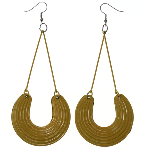 Yellow & Silver-Tone Colored Metal Dangle-Earrings #LQE3785