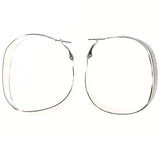 Glitter Sparkle Hoop-Earrings Silver-Tone Color  #LQE3786