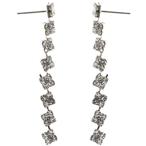 Silver-Tone Metal Dangle-Earrings With Crystal Accents #LQE3787