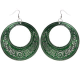 Green & Silver-Tone Colored Metal Dangle-Earrings #LQE3797