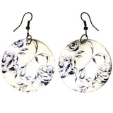 Rose Dangle-Earrings White & Black Colored #LQE3803