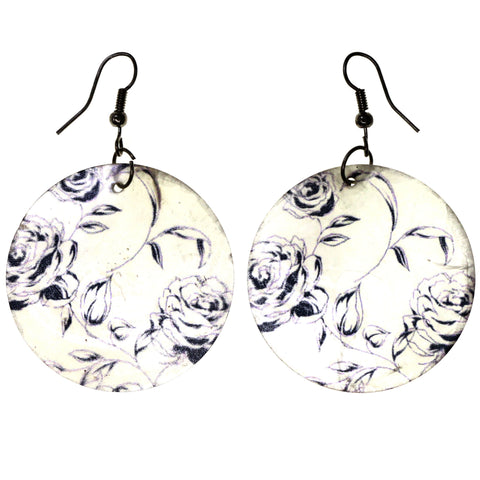 Rose Dangle-Earrings White & Black Colored #LQE3803