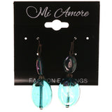 AB Finish Dangle-Earrings With Bead Accents Blue & Silver-Tone Colored #LQE3814