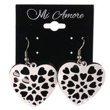 Heart Dangle-Earrings White & Black Colored #LQE3821
