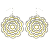 Flower Dangle-Earrings Silver-Tone & Gold-Tone Colored #LQE3822