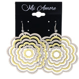 Flower Dangle-Earrings Silver-Tone & Gold-Tone Colored #LQE3822