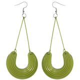 Green & Silver-Tone Colored Metal Dangle-Earrings #LQE3846