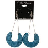 Blue & Silver-Tone Colored Metal Dangle-Earrings #LQE3847