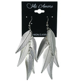 Leaf Dangle-Earrings Silver-Tone Color  #LQE3854