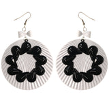 White & Black Colored Metal Dangle-Earrings #LQE3865