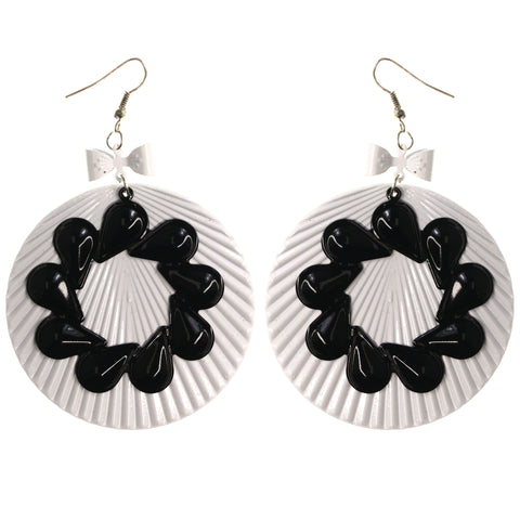 White & Black Colored Metal Dangle-Earrings #LQE3865