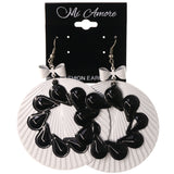 White & Black Colored Metal Dangle-Earrings #LQE3865