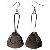 Heart Dangle-Earrings Silver-Tone & Black Colored #LQE3871